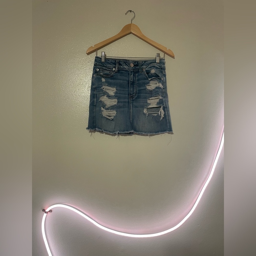 American Eagle Distressed Jean Skirt